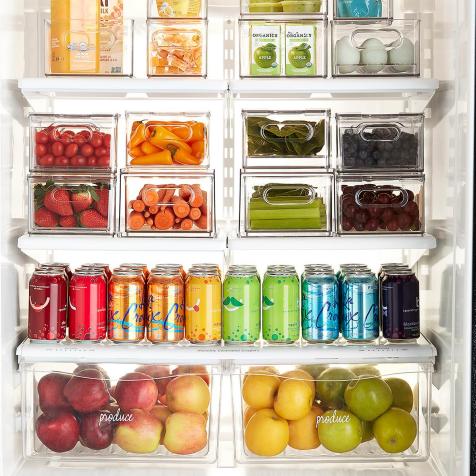 Refrigerator Organizer Bins, Clear Plastic Bins for Fridge