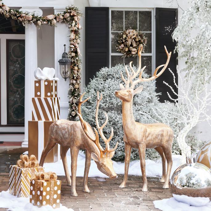 Holiday Cheer Welcome Here Christmas Reindeer Door Hanger or Sign