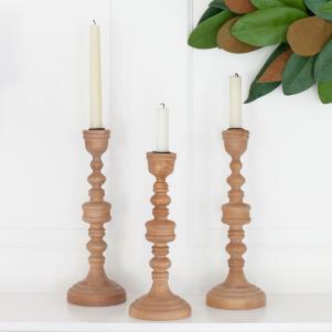 Taper Wood Candlestick Set