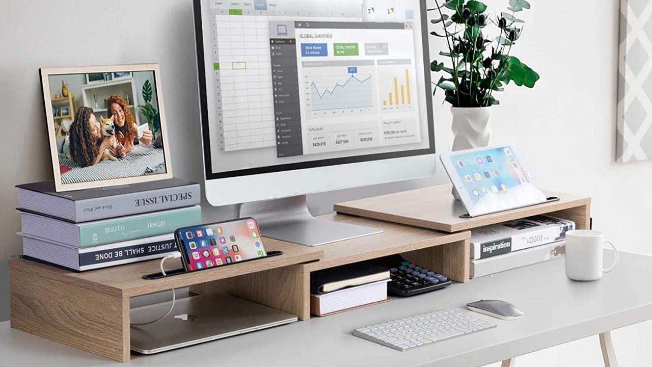 Stand Up Desk Store Hanging Under Desk Organizer to Easily Add