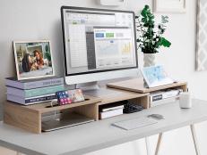 See our favorite storage solutions, from desk risers to customizable wall calendars and bookshelves, and get fresh ideas for arranging your workspace.
