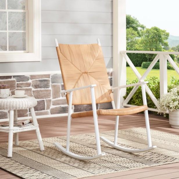 15 Best Outdoor Rocking Chairs Under, Black Wood Outdoor Rocking Chair By Hampton Bay