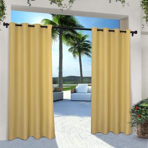 Yellow Outdoor Solid Cabana Grommet Curtains