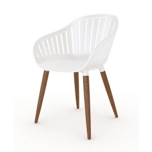 Outdoor Eucalyptus Wood White Arm Chair (Set of 4)