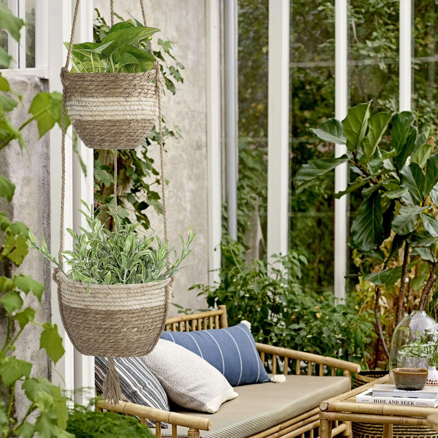 Plastic Hanging Flower Plant Pot Chain Basket Planter Holder Home Balcony NEW 