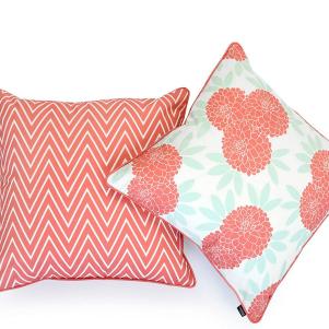 Coral Floral Outdoor Pillow Cover Set of Two
