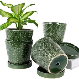 Glazed Ceramic Flower Pot Set