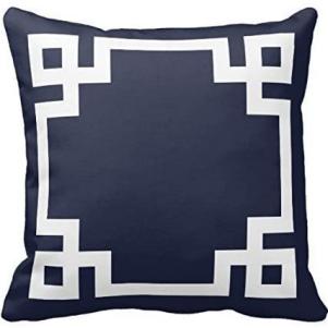 Greek Key Navy Outdoor Pillow Cover