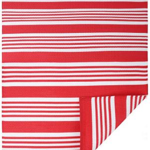 Red and White Stripe Outdoor Rug