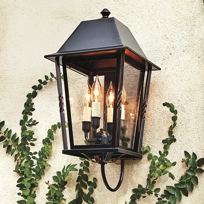 Outdoor Lantern Brass American Style Exterior Porch Wall Mount Lighting Fixture