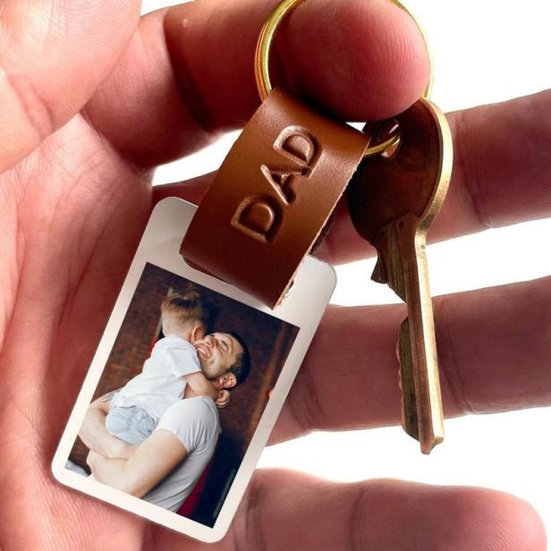 Dad Grandad Personalised Engraved Photo & Text KeyringFATHERS DAY GIFT