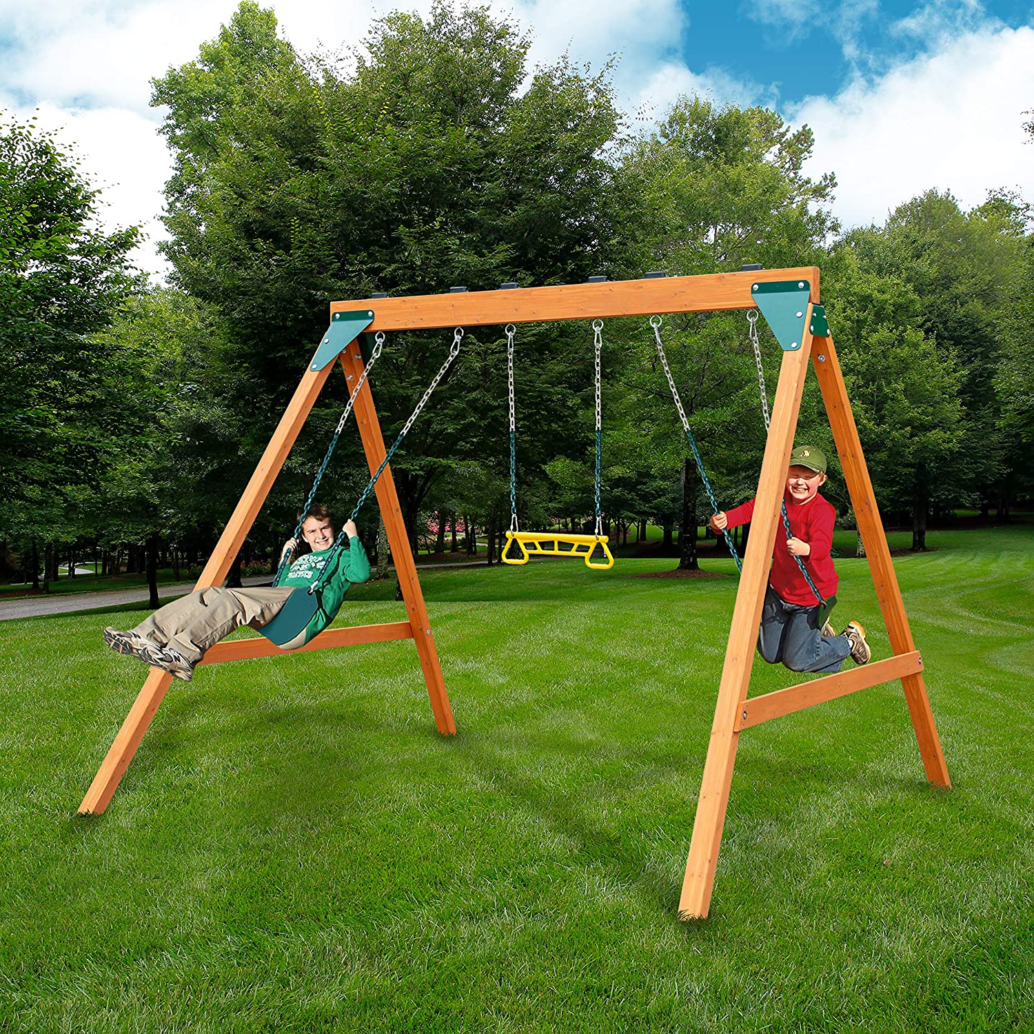 6 IN 1 Fun Swing Set Kids Playground Slide Outdoor Backyard Space Saver Play y6 
