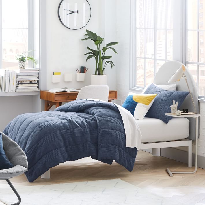 Cute Twin Comforter Set XL Size Dorm Room Bed Bedding for Girls Women Blue Grey 