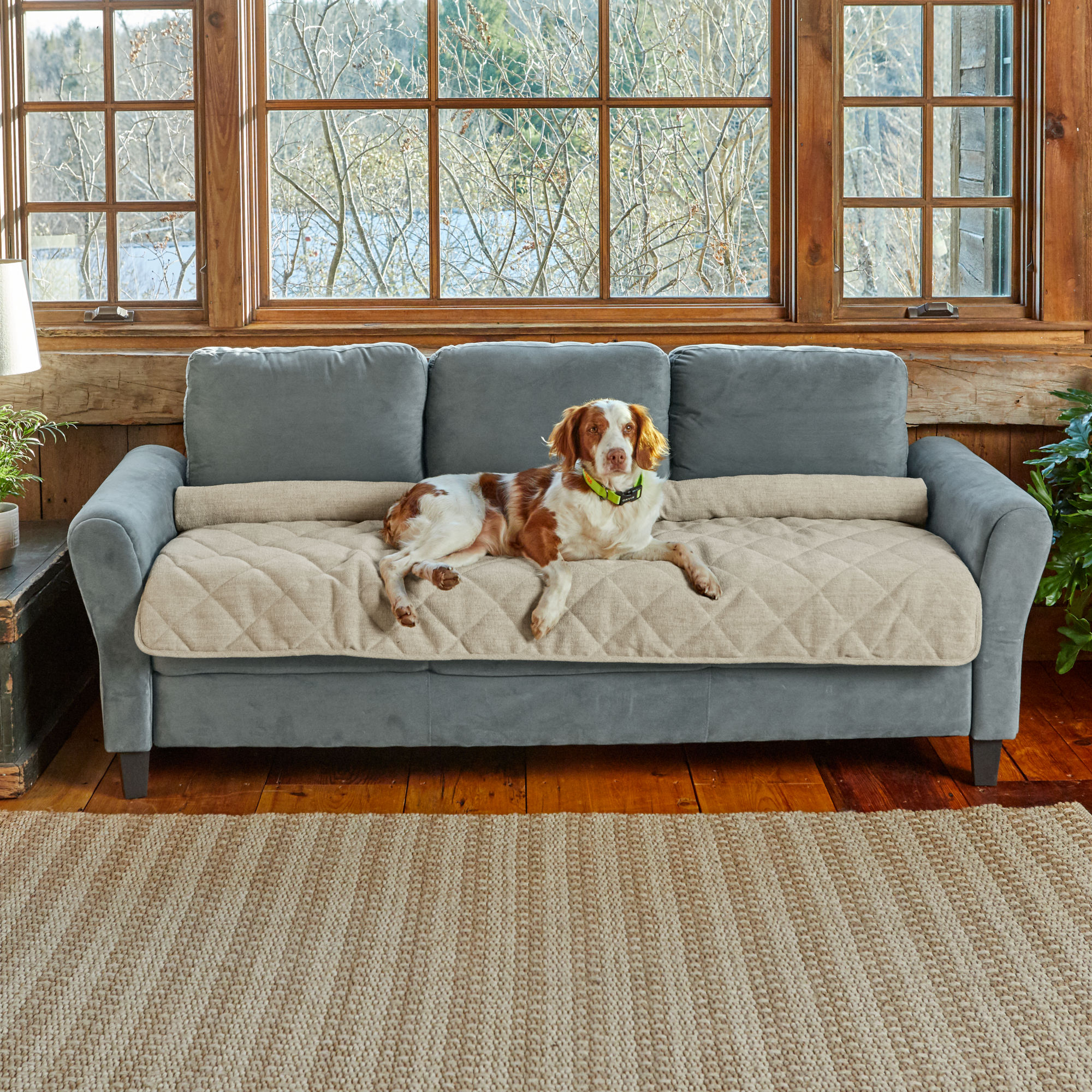 Granbest Stretch Sofa Slipcovers 3 Cushion Couch Covers Water-Repellent Pet Furniture Covers Dog Couch Protectors Beige, Loveseat-2 Pieces