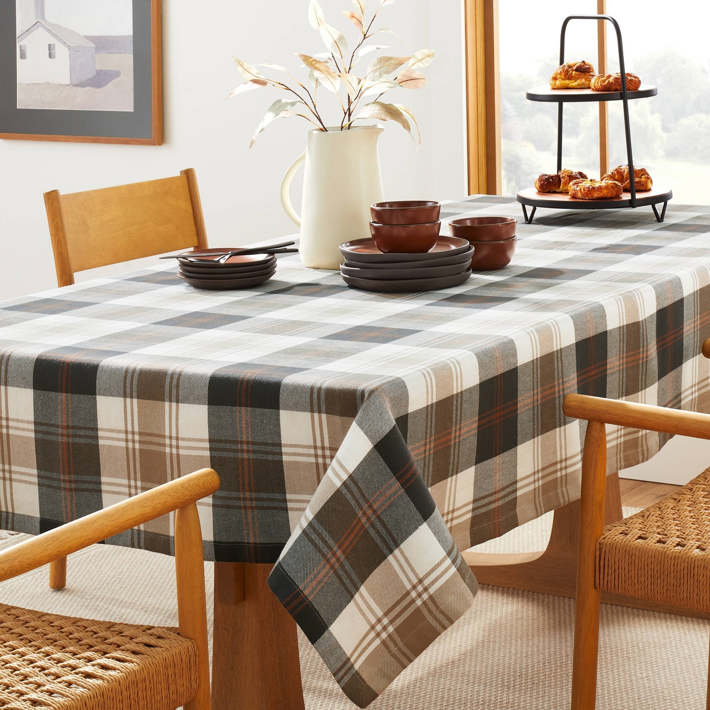 Checked Print Tablecloth Decorative Elegant Table Cloth Linen Cover 4 Colors 