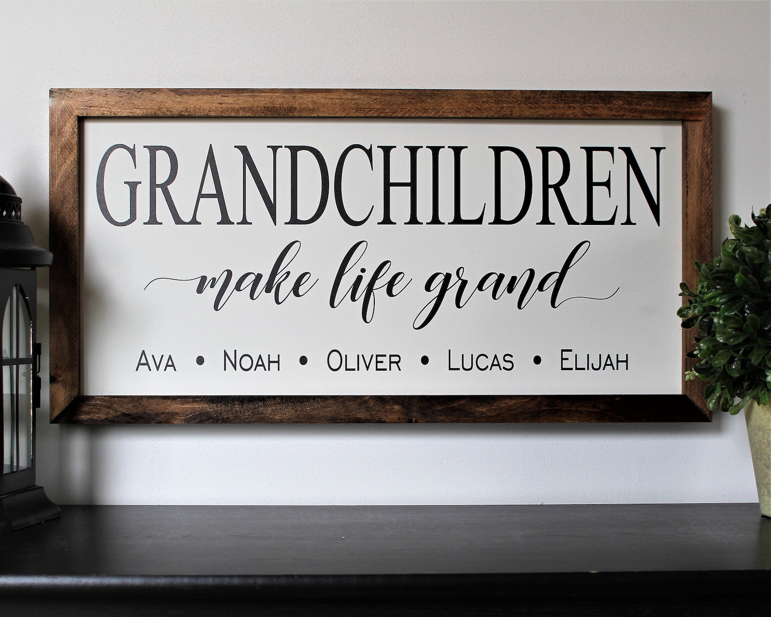 Black and White Wall Art Grandparent Gifts for Christmas Grandparent Wood Sign Grandma Gift Wooden Name Sign Gift from Grandkids