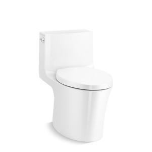 Veil One-piece elongated dual-flush toilet with skirted trapway