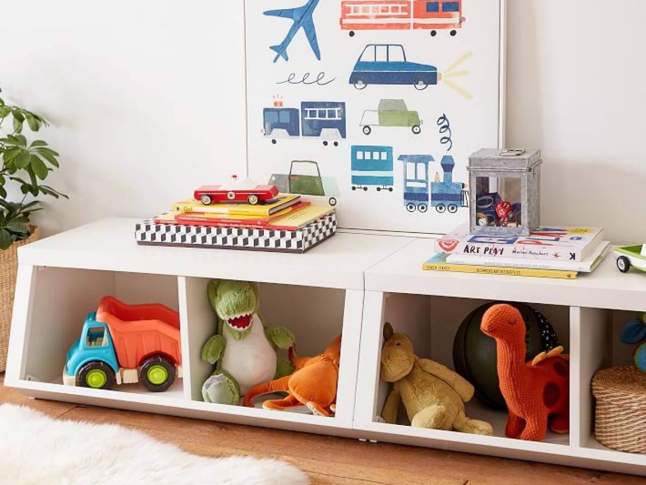 Large Kids' Storage Train Toy Organizer in White