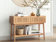 Shop our storage-savvy console table finds to add function and beauty to your entryway.