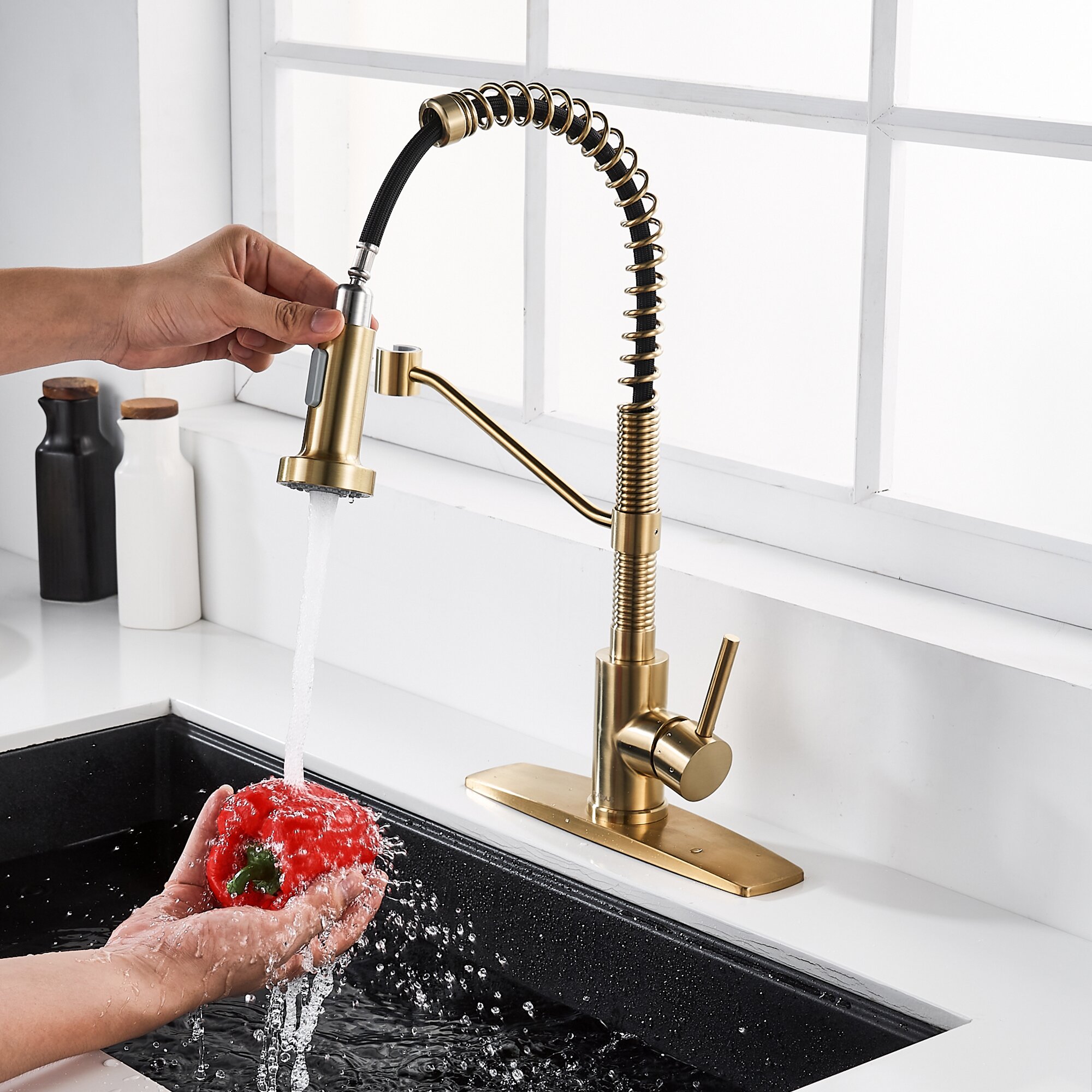 Faucet Taps Kitchen Faucet 2 Handles Black Copper Style Easy for Installation US 