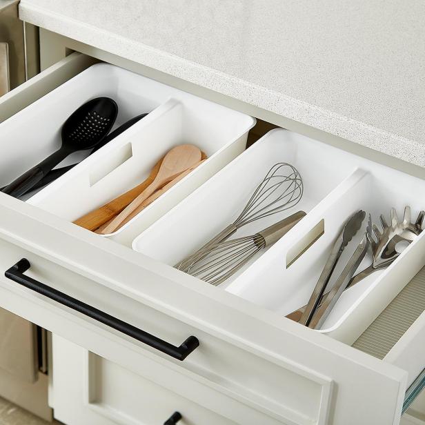 2-Pack Adjustable Drawer Dividers - White | Smart Design Kitchen