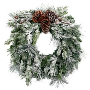 Faux Lighted Pine Wreath