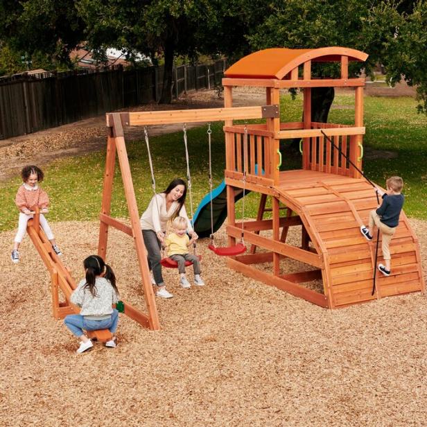 9 Best Outdoor Swing Sets For Kids 2022, Wooden Play Sets For Toddlers