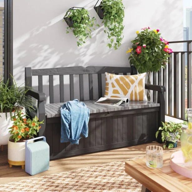 Outdoor storage table bench outlet