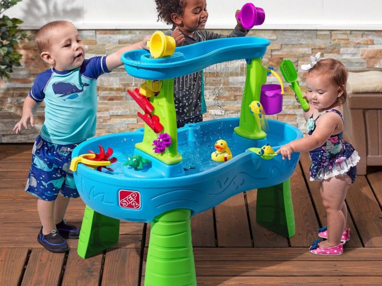 Sensory Activity Table for Kids and Toddlers with 3 Plastic Buckets and 7  Beach Toys