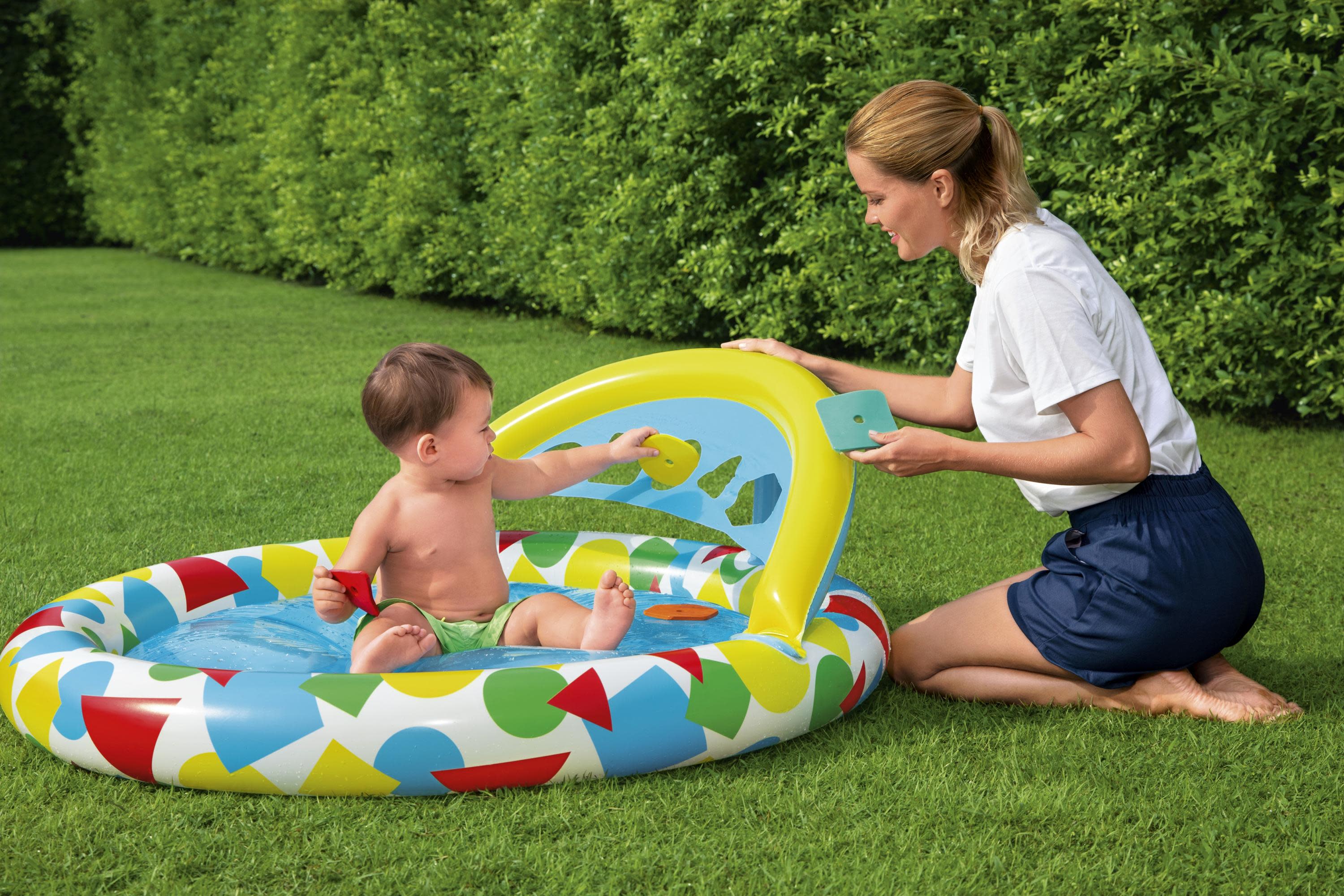 Blow Up Baby Pool Inflatable Outdoor Backyard Water Toy Padded Infant Kids New 