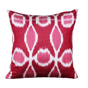 Red and Pink Silk Ikat Pillow Cover