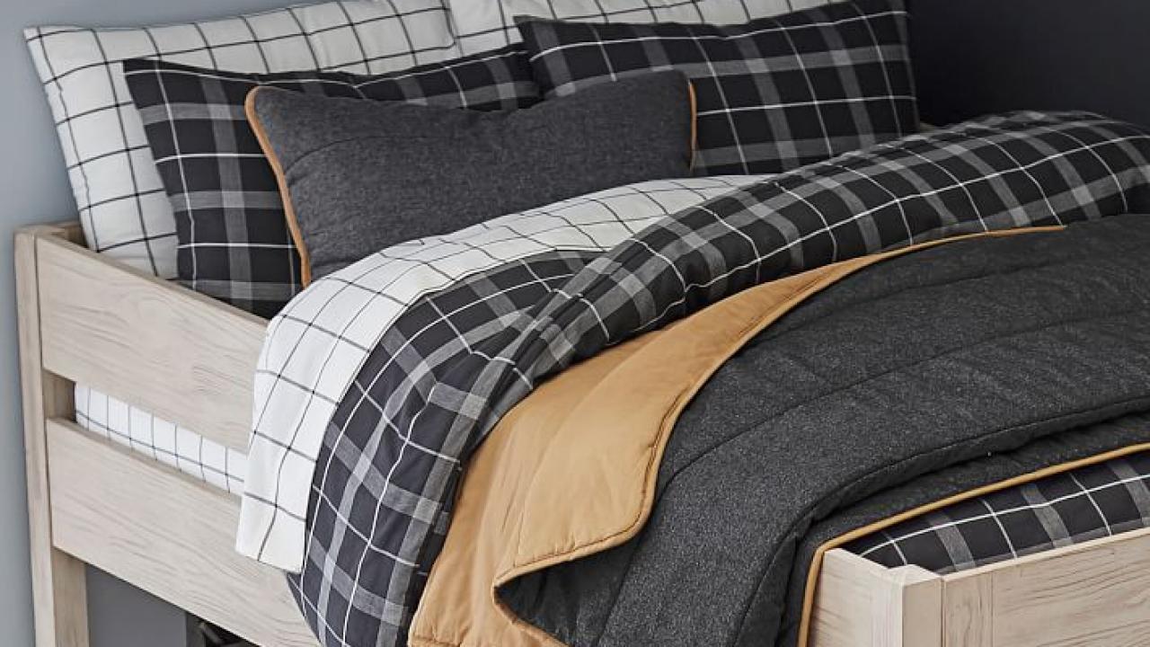 Easy to Match College Extra Long Comforter Onyx Black and White Striped  Dorm Bedding Set