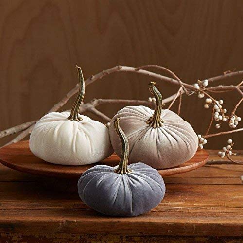 Large Velvet Pumpkins Set of 3 Includes Gray Olive and Burgundy Holiday Mantle Decor Rustic Fall Wedding Centerpiece Decor Fall Halloween Thanksgiving Centerpiece Handmade Home Decor 