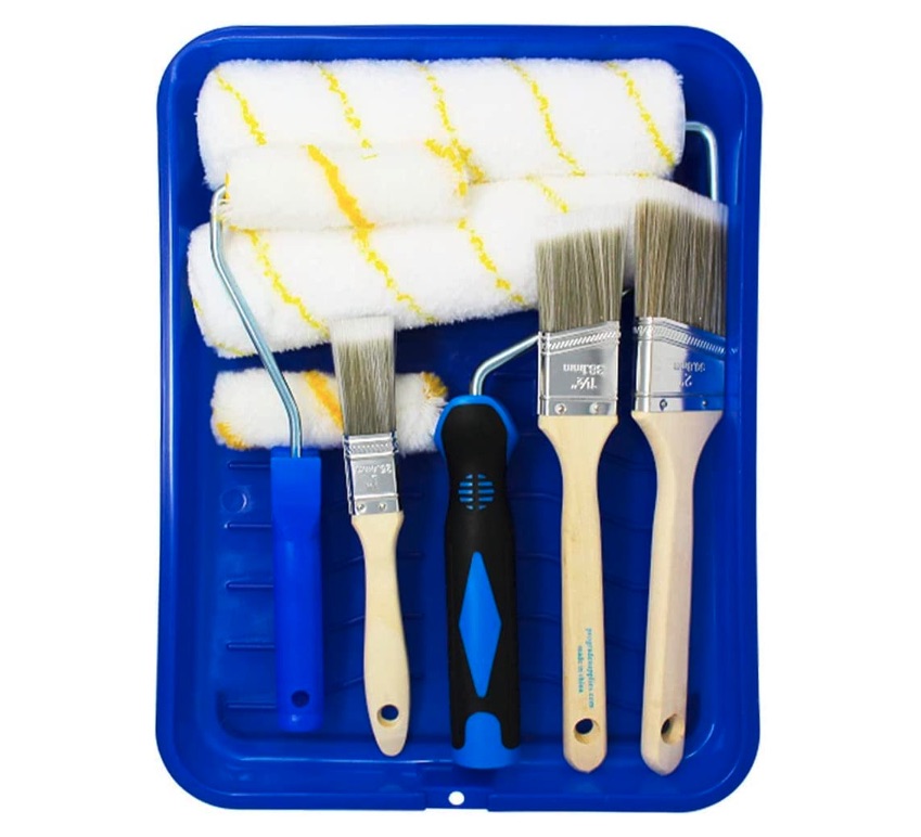 9 Piece Decorators Set –Roller & Brush Kit–Painting Home Décor Tool Starter Pack 