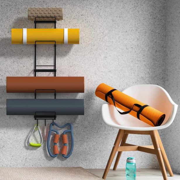 Yoga Mat Holder Wall Mount, Wall Rack Storage, Yoga Tiles, Foam