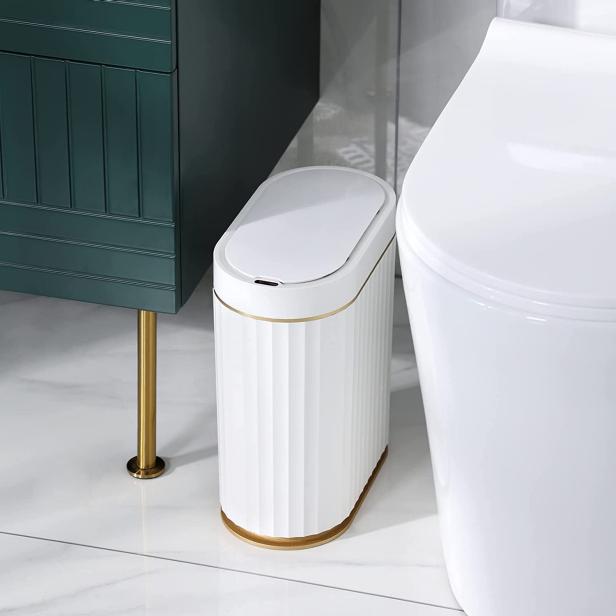 Modern Bathroom Garbage Can with Bag Storage