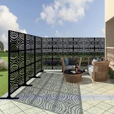 Metal privacy panels with intricate designs