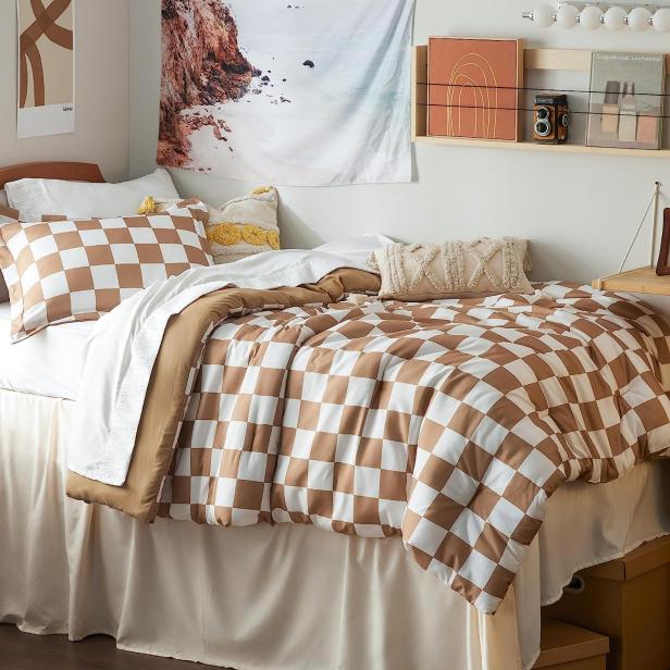 Bedsure Bedding Sets Queen 7 Pieces, Striped Blue Comforter Set