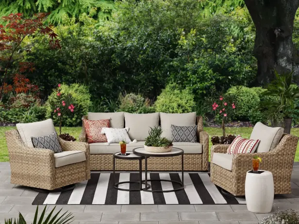 Outdoor wicker couch set sale