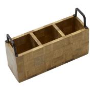 Checkered Wood Flatware Caddy