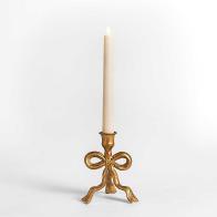 Gold Metal Bow Taper Candle Holder