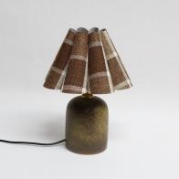 Handmade Plaid Fabric Lamp with Ceramic Base