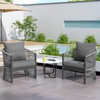 Carolene Curved Aluminum Lounge Chair With Cushions (Set of 2)