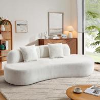 Castillon 91" Modern Solid Wood Curved Upholstered Sofa with Pillows
