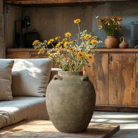 LuxenHome Rustic Brown Terracotta Vase