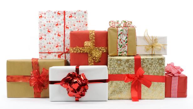christmas gifts on white background