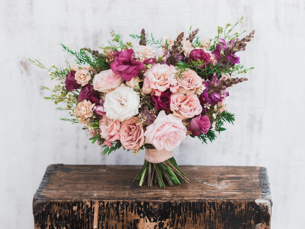 Wedding Flowers Bride Bouquet Outdoor Rustic Brooch Handmade White Pink