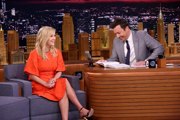 THE TONIGHT SHOW STARRING JIMMY FALLON -- Episode 0925 -- Pictured: (l-r) Actress Reese Witherspoon during an interview with host Jimmy Fallon on September 17, 2018 -- (Photo by: Andrew Lipovsky/NBC/NBCU Photo Bank via Getty Images)