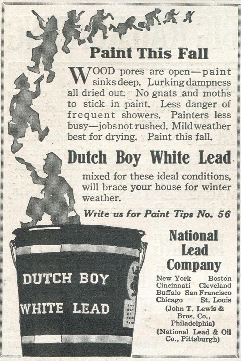Advertisement for Dutch Boy white lead paint by the National Lead and Oil Company, Pittsburgh, Pennsylvania, 1916. (Photo by Jay Paull/Getty Images)