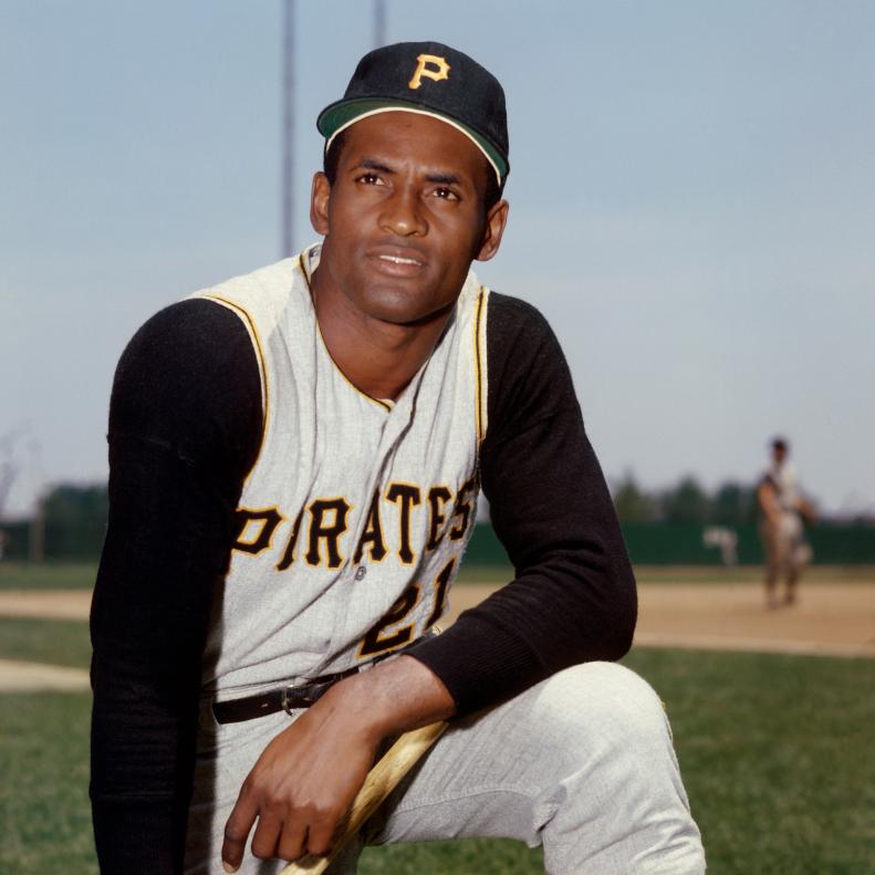 1968:  Roberto Clemente #21 of the Pittsburgh Pirates poses for a photo circa 1968.  ( Photo by Louis Requena/ MLB via Getty Images)